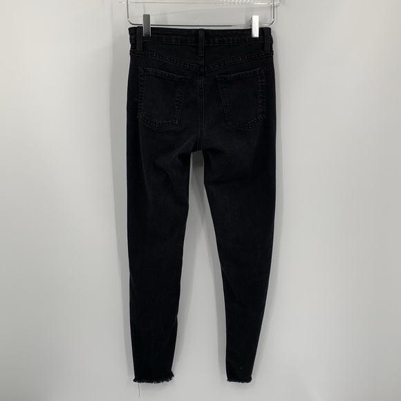 Just black ankle skinny jeans raw frayed hem ankle cropped women stretch 26 - Picture 5 of 6